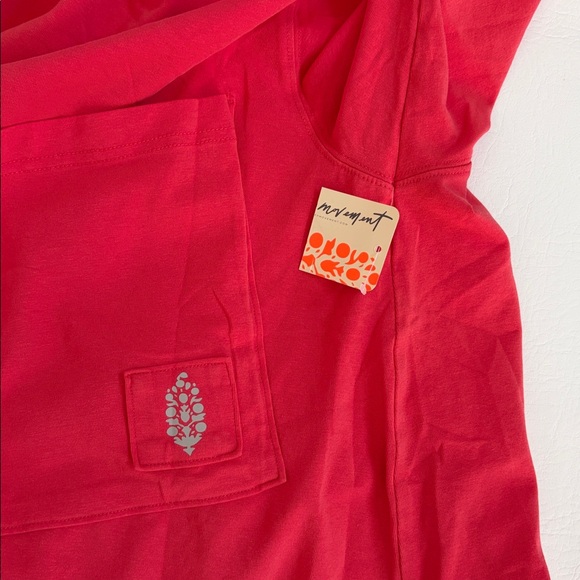 FP Movement by Free People Top Hot Shot Hooded Layer Sweatshirt Hibiscus Small - Picture 9 of 16